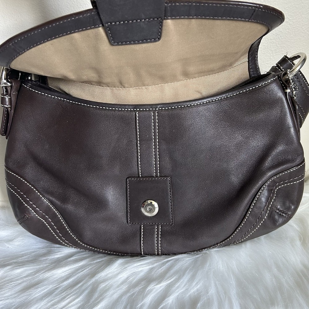 Coach Soho Flap Dark Brown Leather Shoulder Bag J0776-F10910 Excellent - Picture 7 of 13